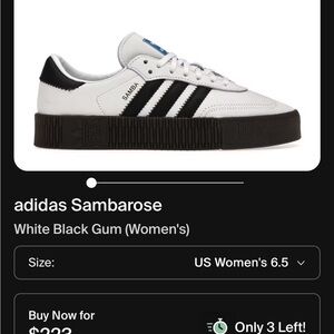 Adidas Sambarose White and Black Sneakers